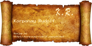 Korponay Rudolf névjegykártya